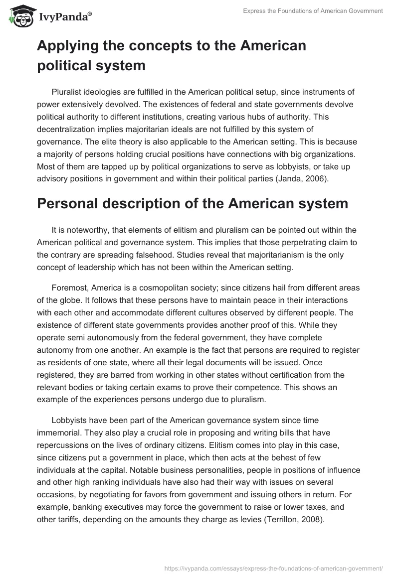 Express the Foundations of American Government. Page 2