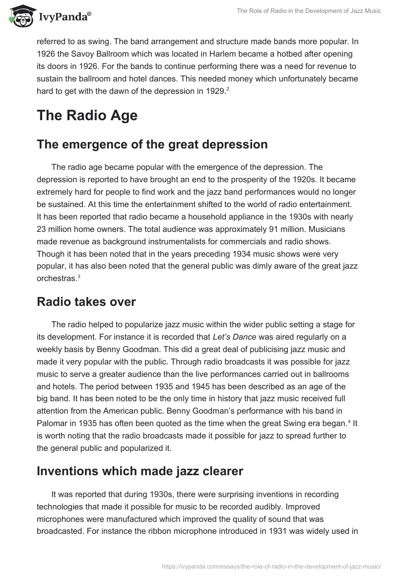 The Role of Radio in the Development of Jazz Music. Page 2
