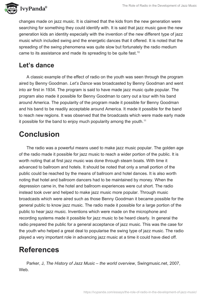 The Role of Radio in the Development of Jazz Music. Page 4