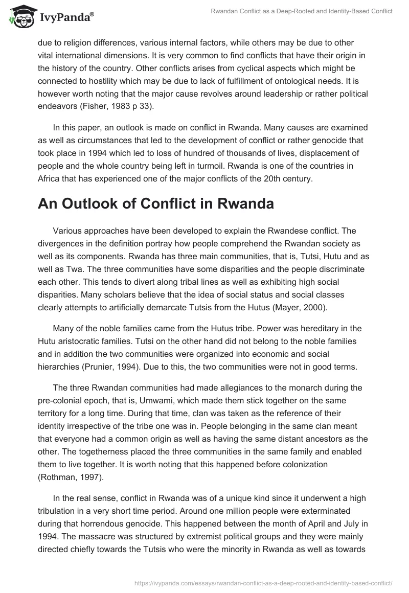 Rwandan Conflict as a Deep-Rooted and Identity-Based Conflict. Page 2
