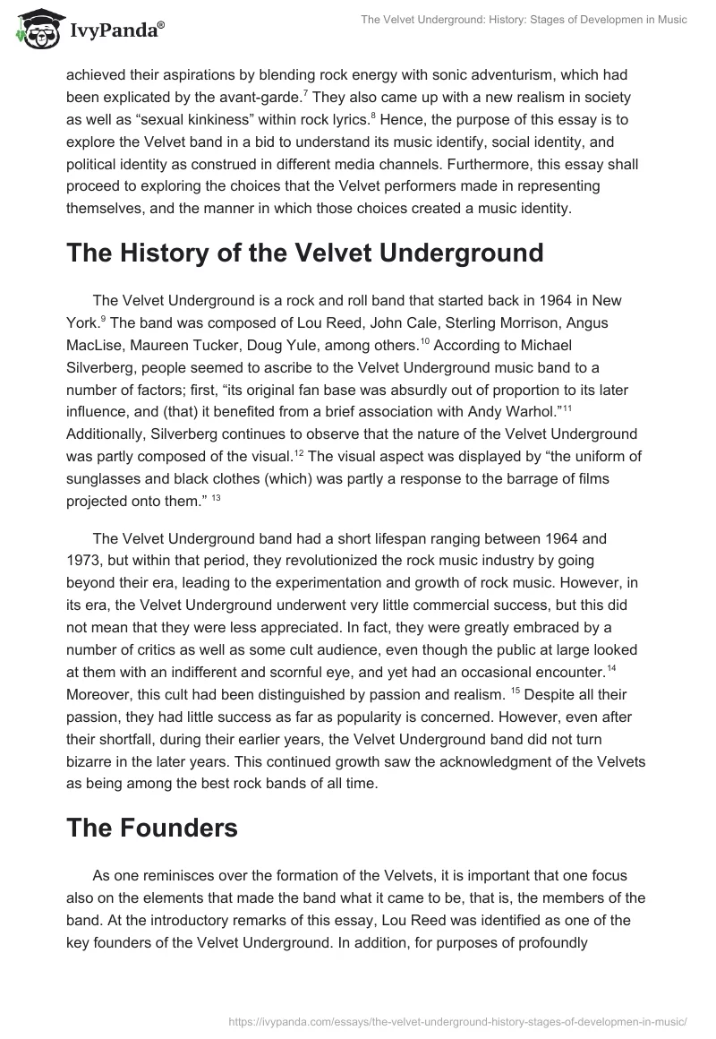 The Velvet Underground: History: Stages of Developmen in Music. Page 2