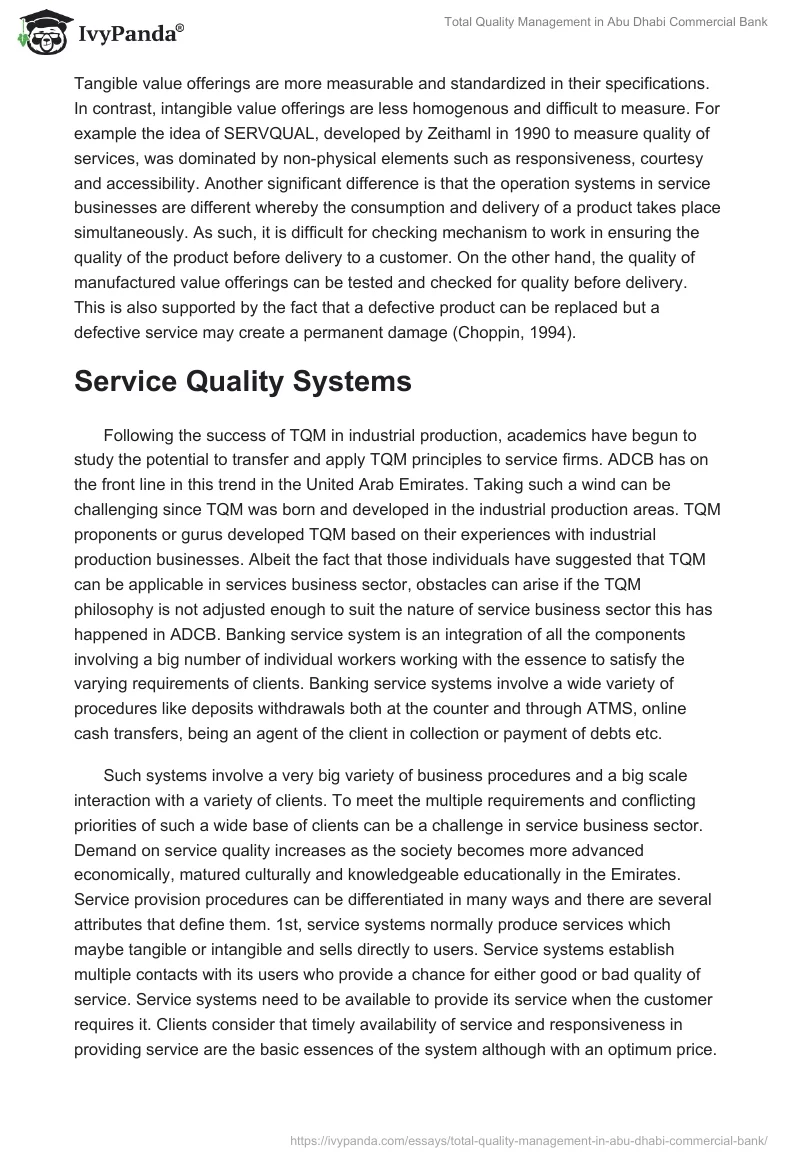 Total Quality Management in Abu Dhabi Commercial Bank. Page 5