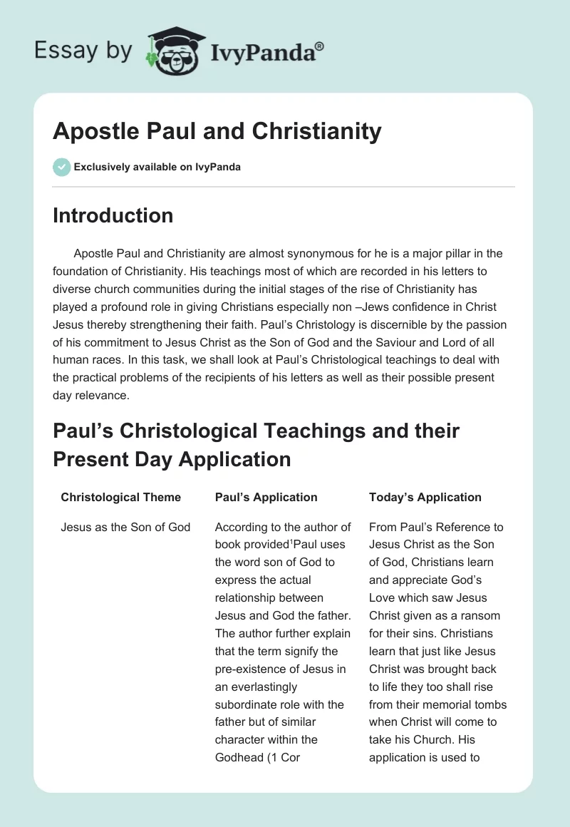 Apostle Paul and Christianity. Page 1