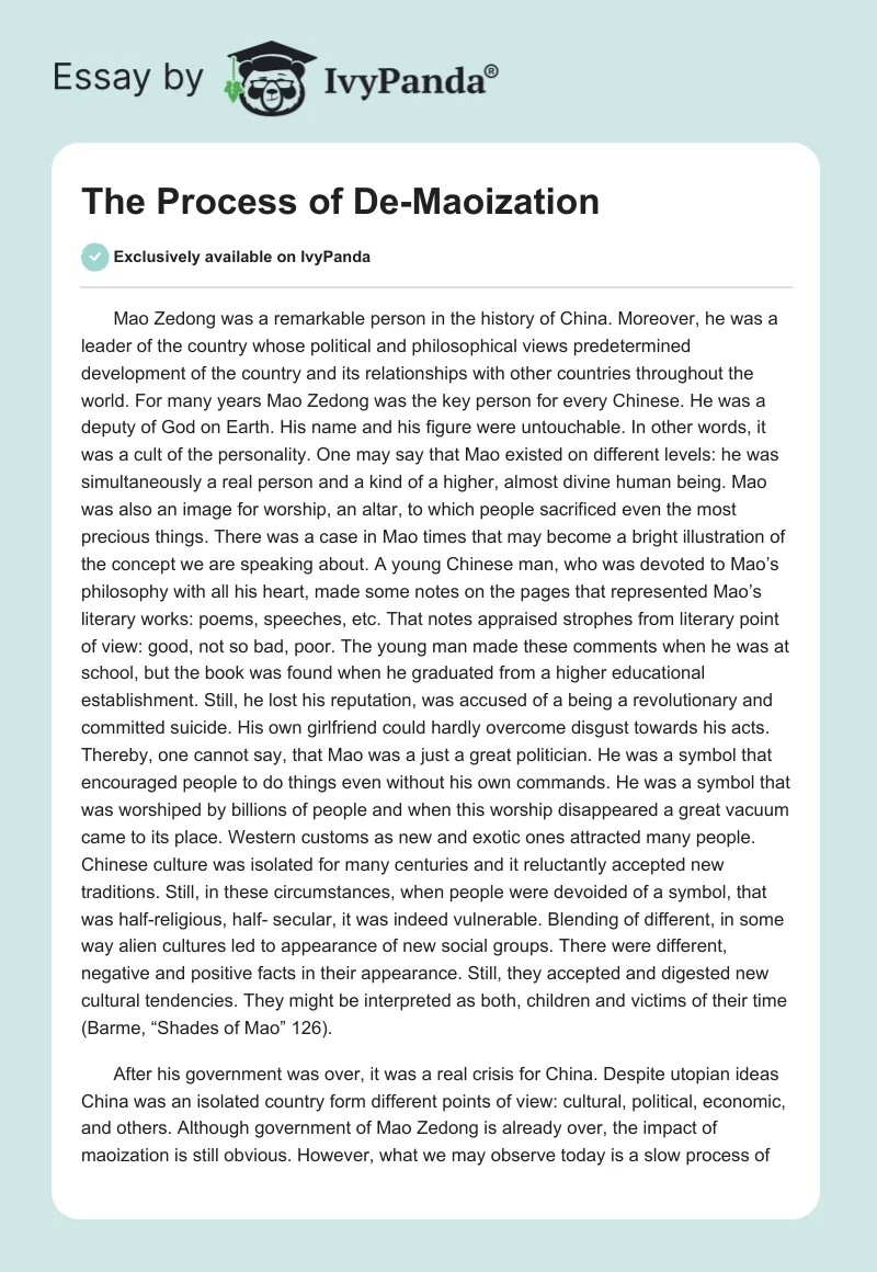 The Process of De-Maoization. Page 1