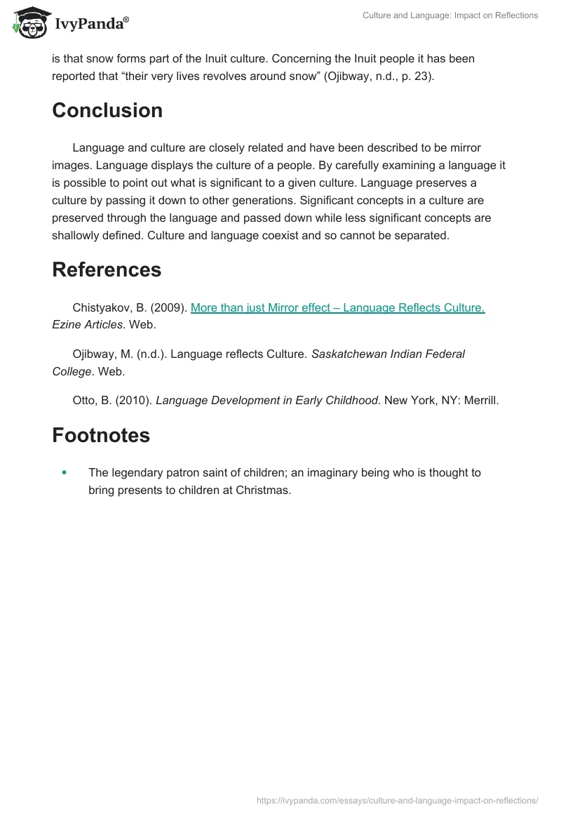 Culture and Language: Impact on Reflections. Page 3