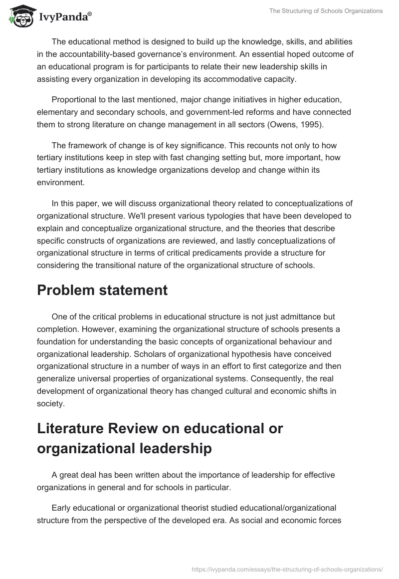 The Structuring of Schools Organizations. Page 2