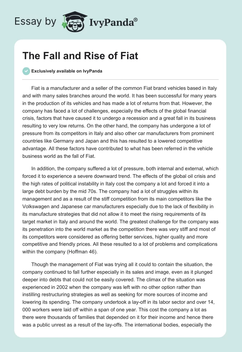 The Fall and Rise of Fiat. Page 1