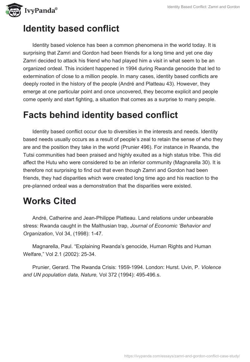 Identity Based Conflict: Zamri and Gordon. Page 2