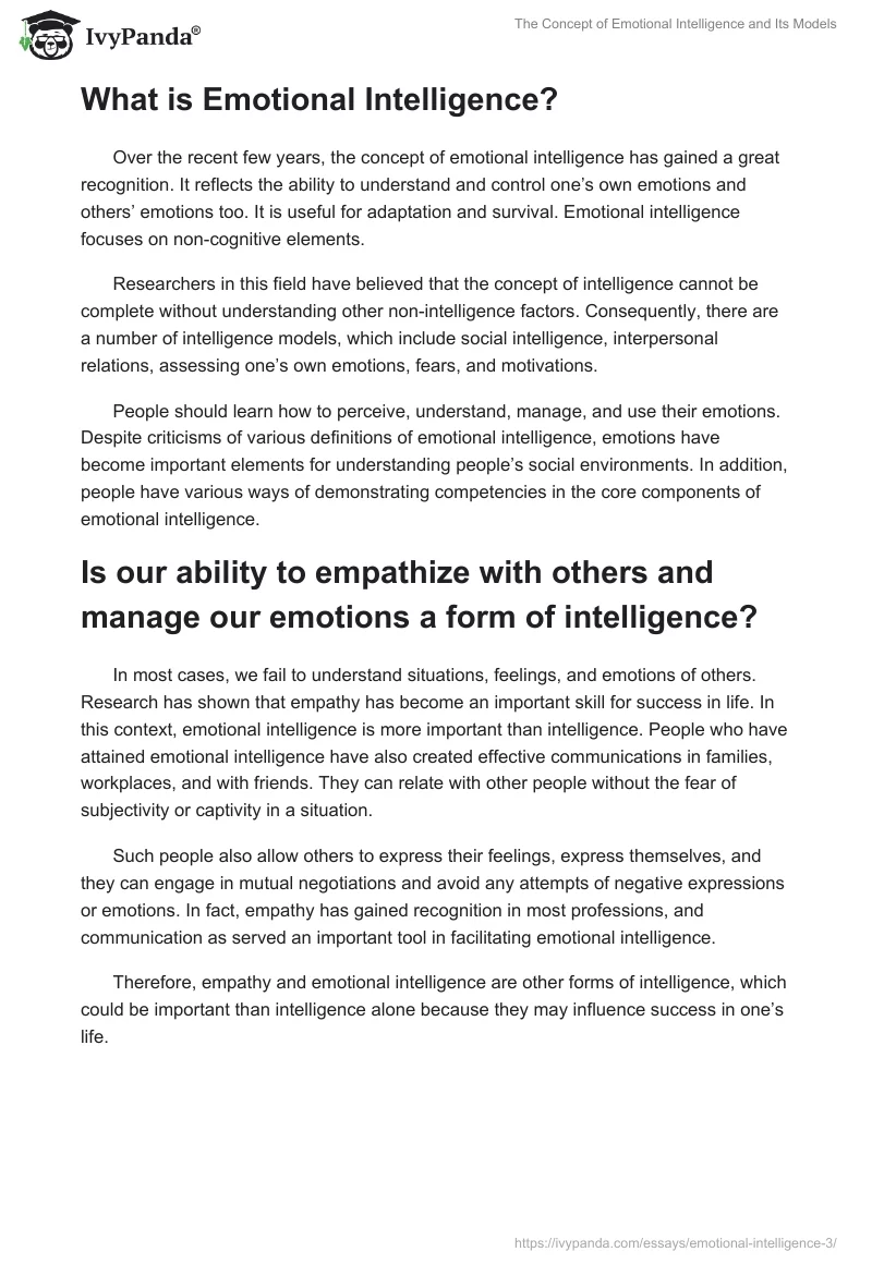The Concept of Emotional Intelligence and Its Models. Page 2