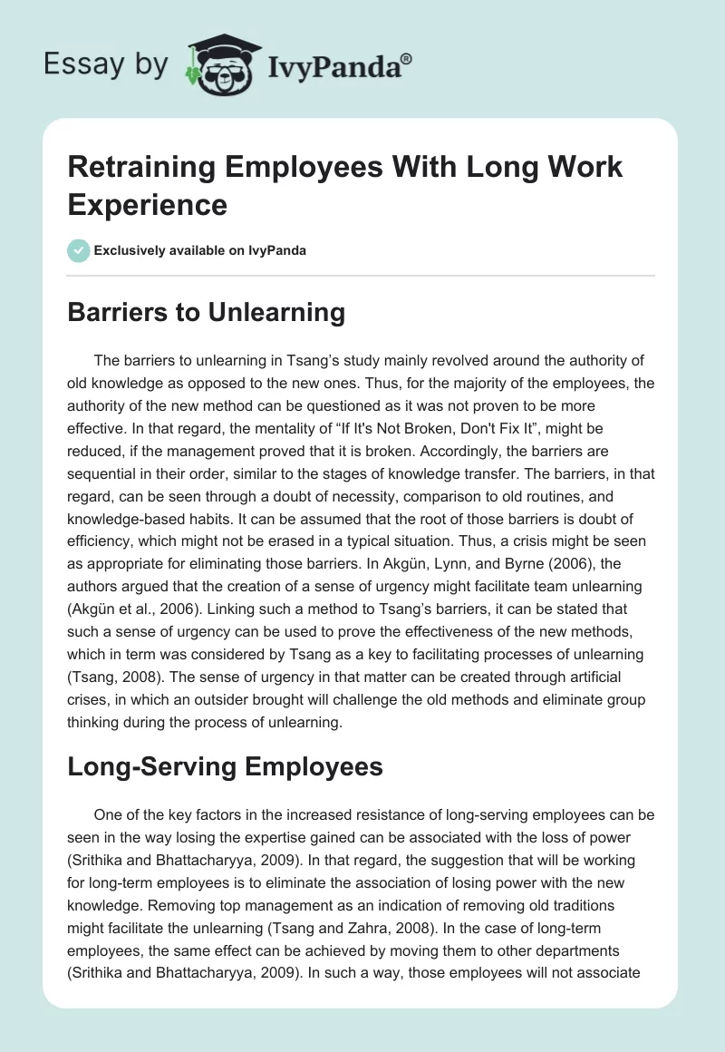 Retraining Employees With Long Work Experience. Page 1