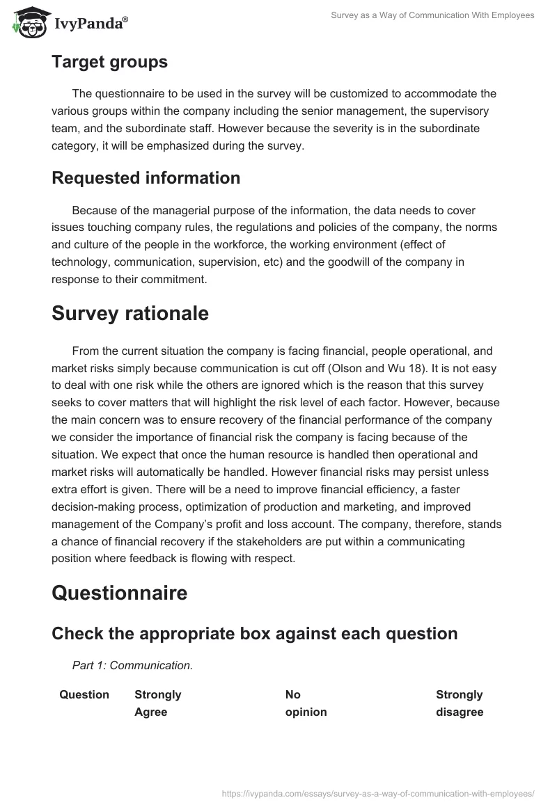 Survey as a Way of Communication With Employees. Page 2