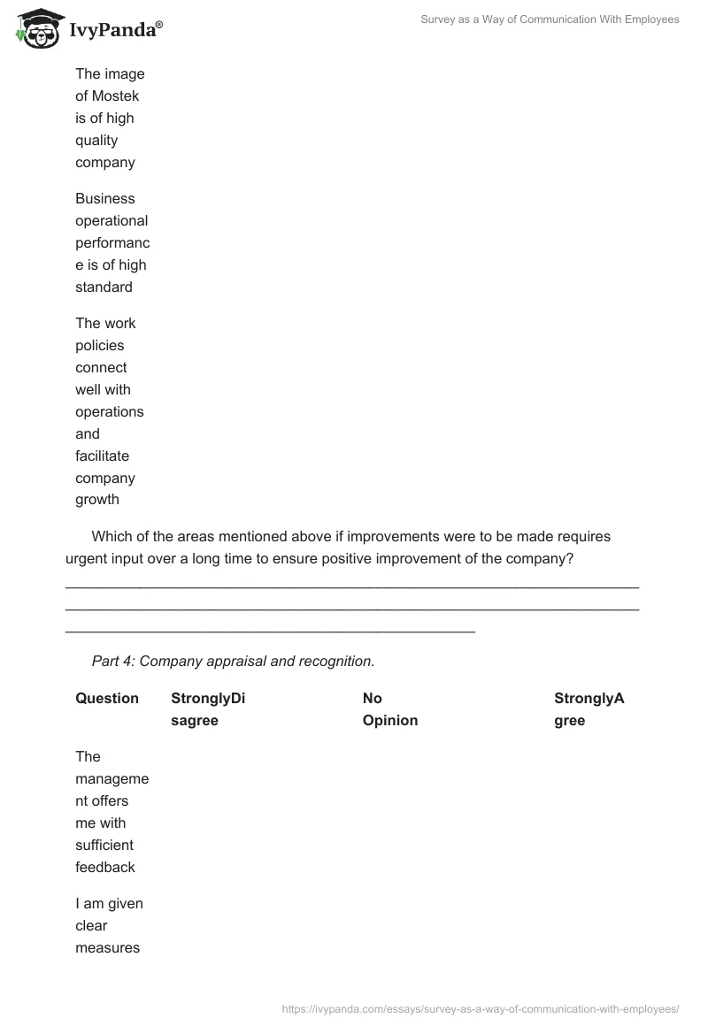 Survey as a Way of Communication With Employees. Page 5