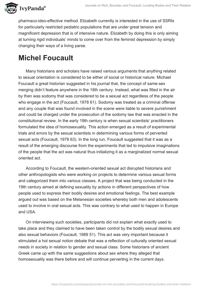 Journals on Rich, Bourdieu and Foucault: Locating Bodies and Their Relation. Page 4
