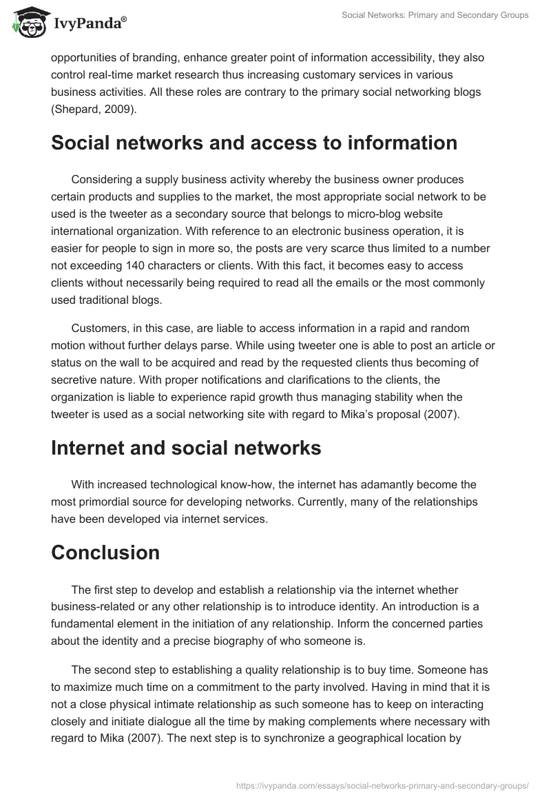 Social Networks: Primary and Secondary Groups. Page 2