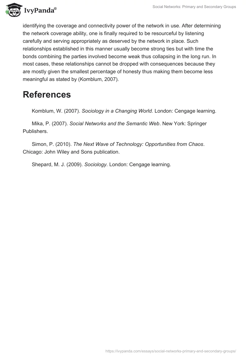 Social Networks: Primary and Secondary Groups. Page 3
