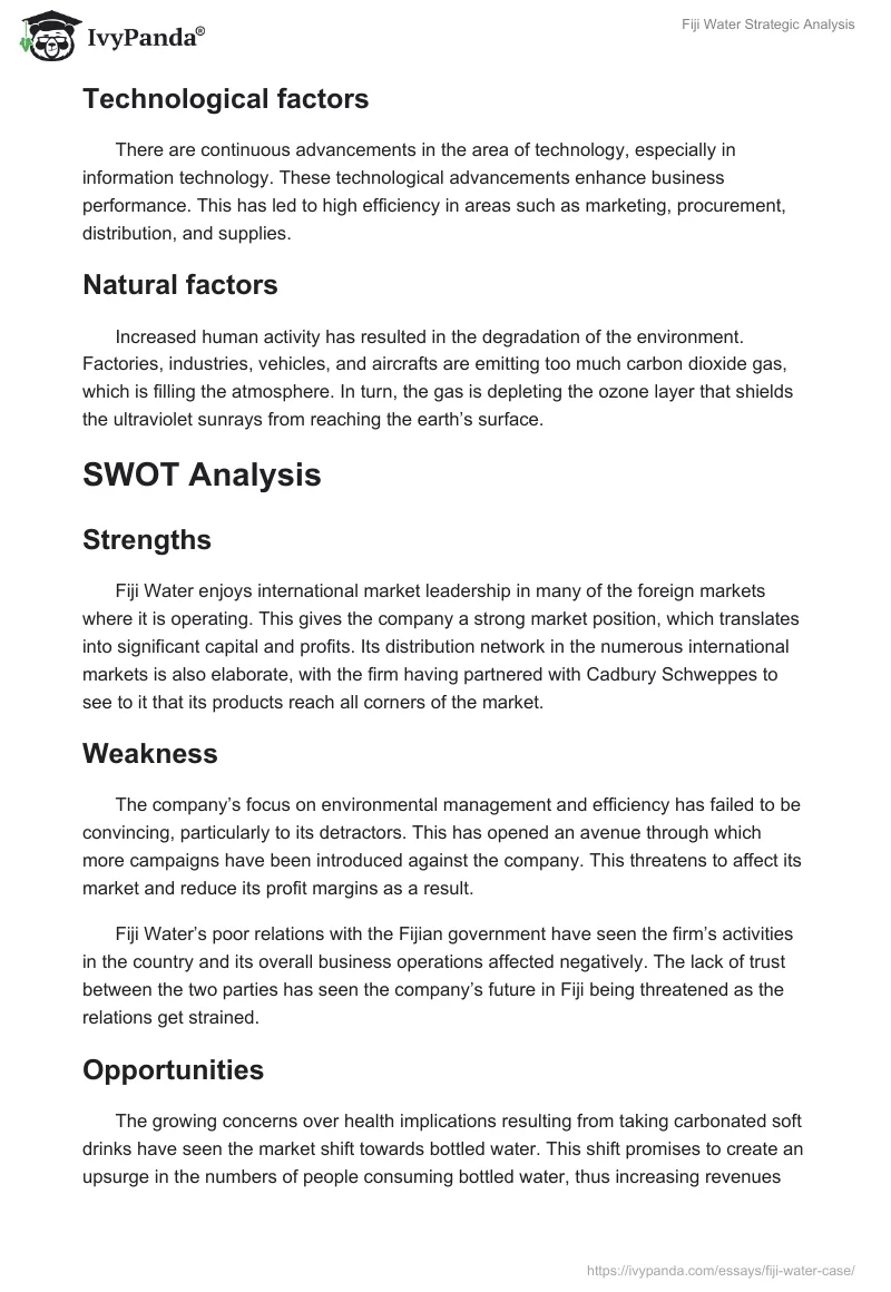 Fiji Water Strategic Analysis. Page 2