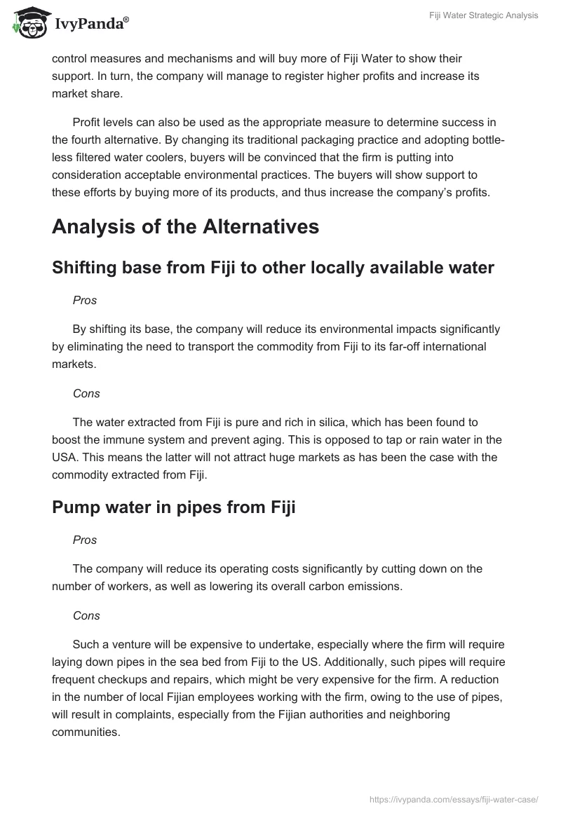 Fiji Water Strategic Analysis. Page 5