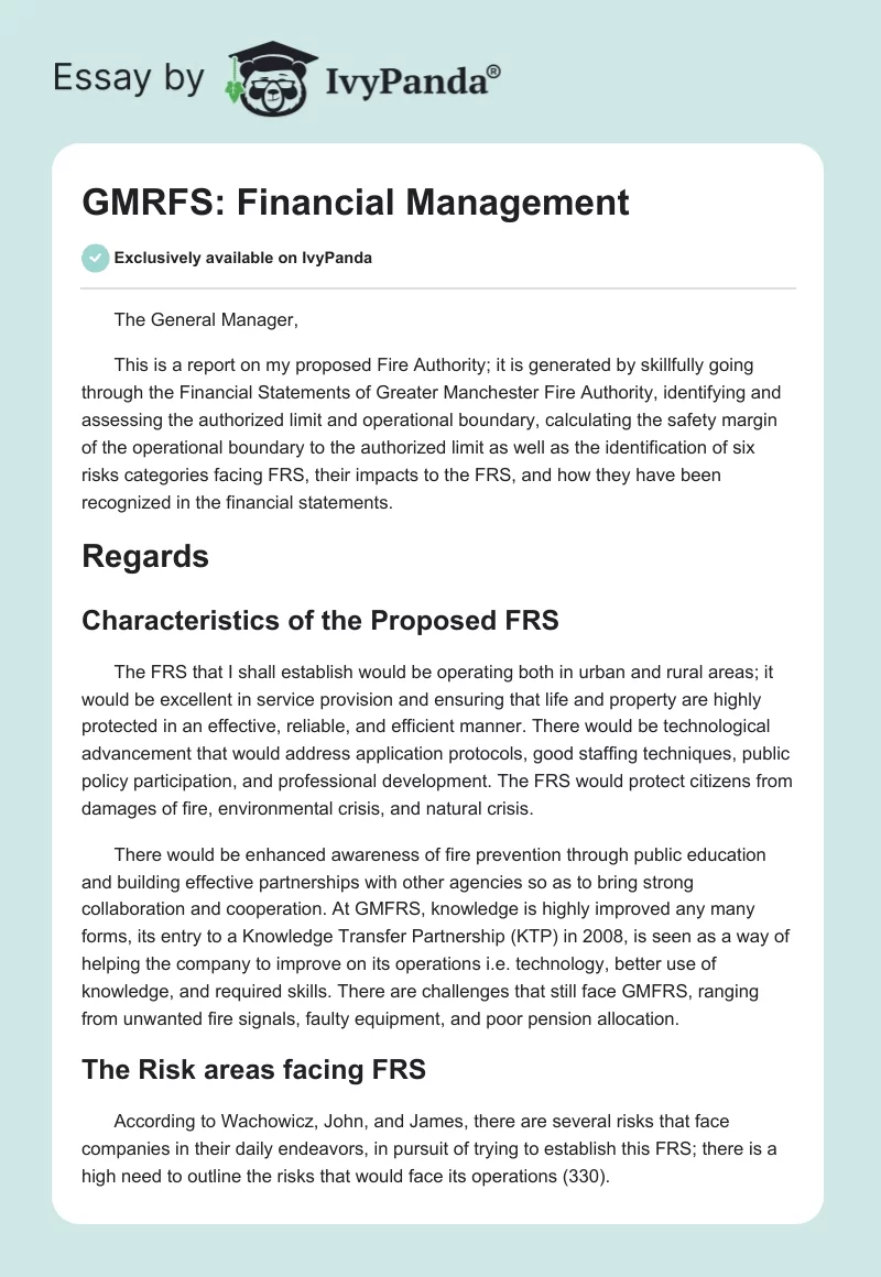 GMRFS: Financial Management. Page 1
