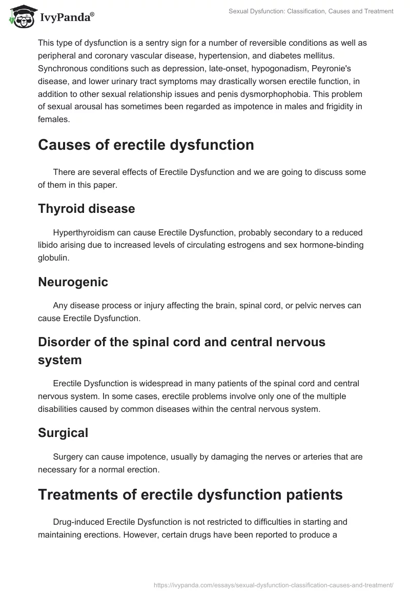 Sexual Dysfunction: Classification, Causes and Treatment. Page 2