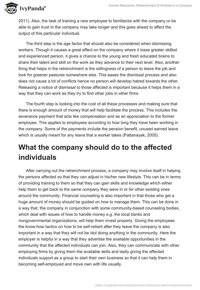 Human Resources: Retrenchment of Workers in a Company. Page 2