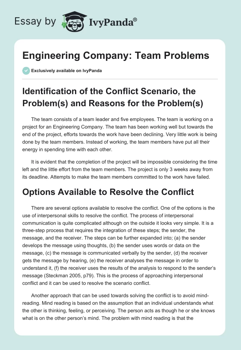 Engineering Company: Team Problems. Page 1