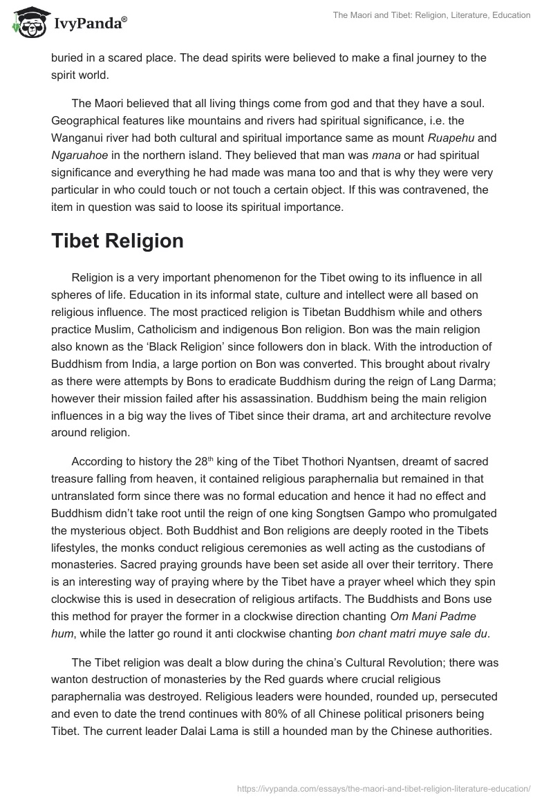 The Maori and Tibet: Religion, Literature, Education. Page 3