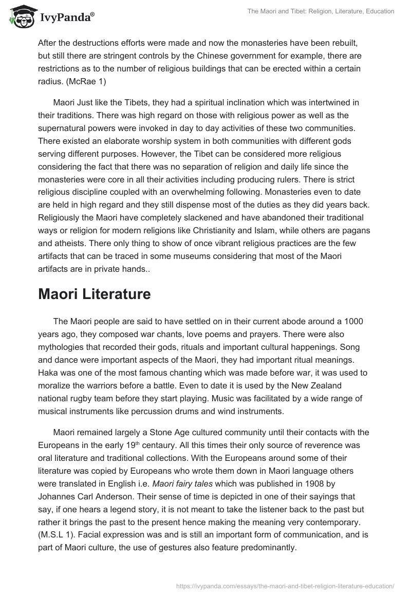 The Maori and Tibet: Religion, Literature, Education. Page 4