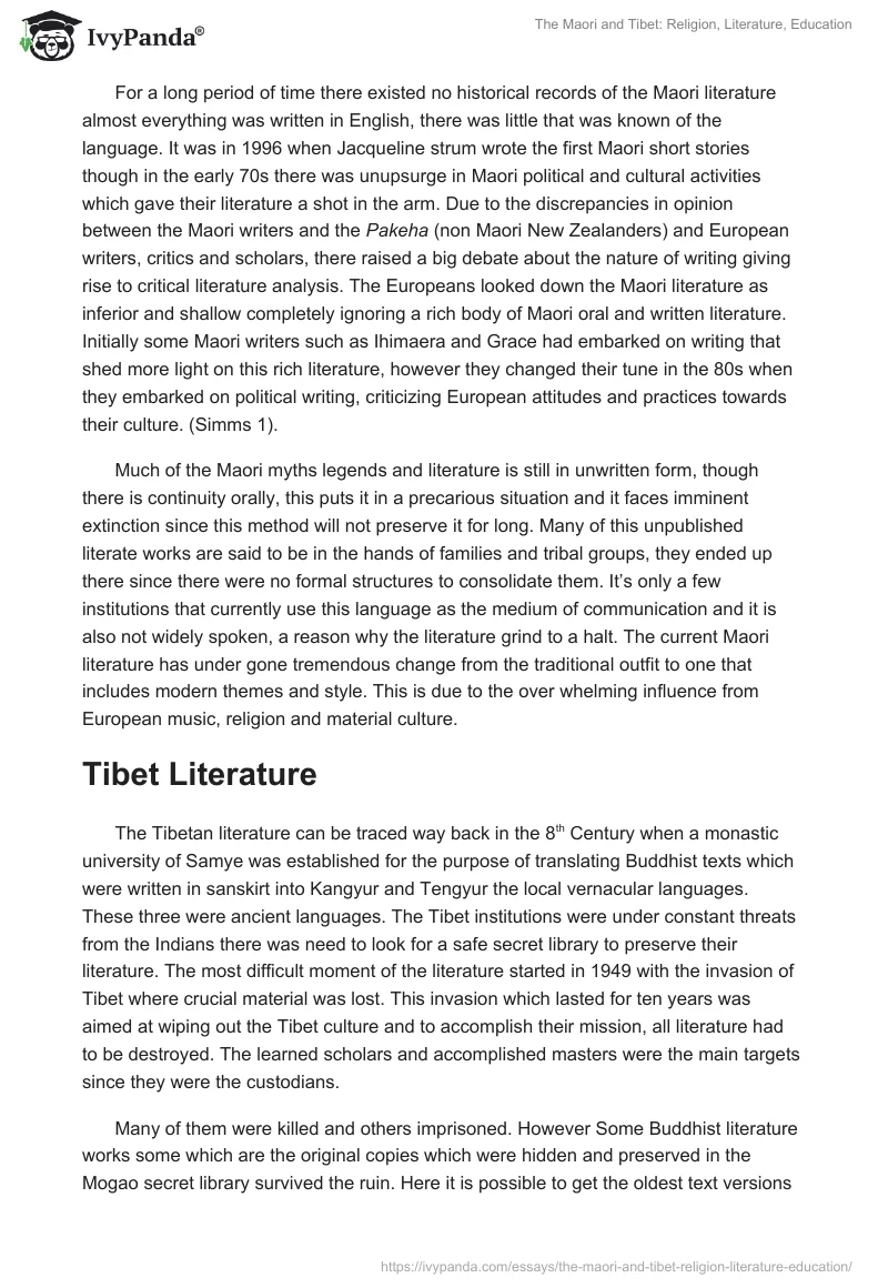 The Maori and Tibet: Religion, Literature, Education. Page 5