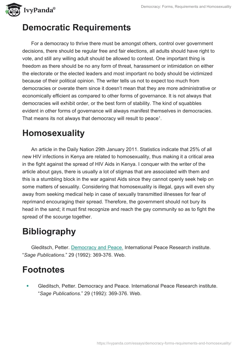 Democracy: Forms, Requirements and Homosexuality. Page 2