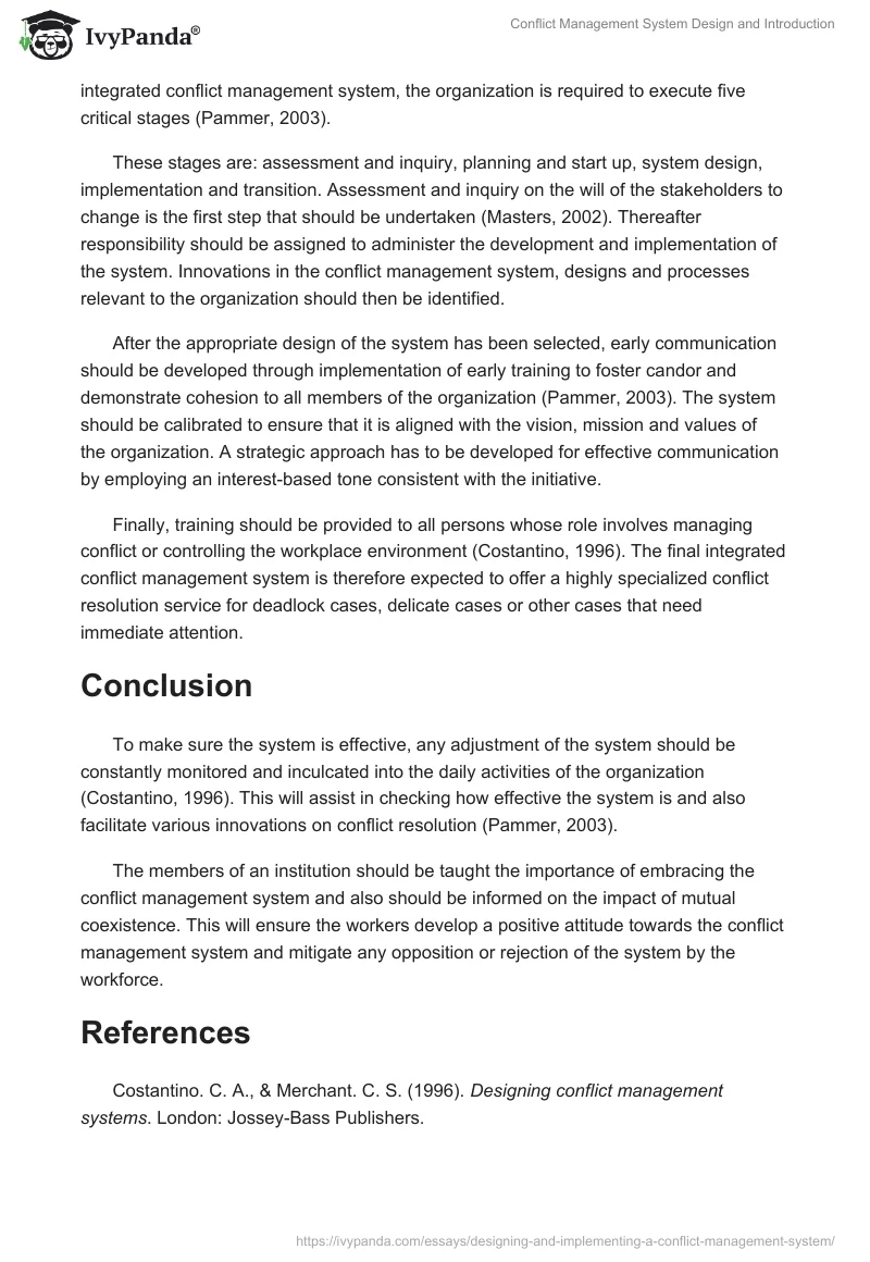 Conflict Management System Design and Introduction. Page 2