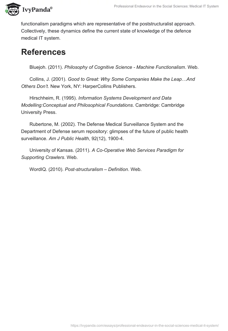 Professional Endeavour in the Social Sciences: Medical IT System. Page 4