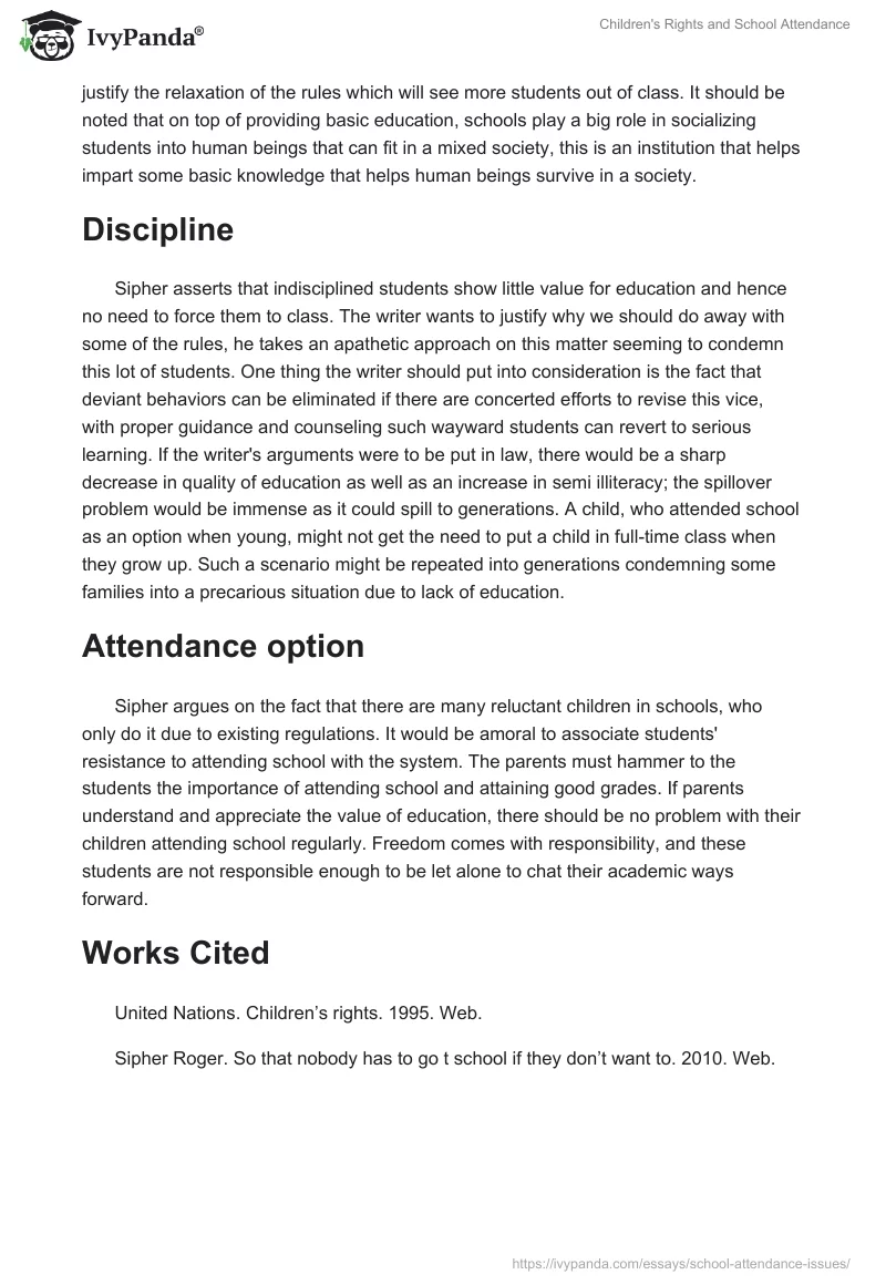 Children's Rights and School Attendance. Page 2
