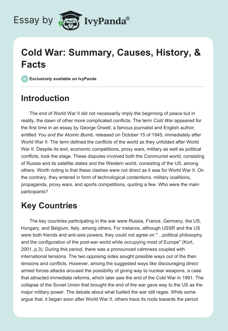Cold War: Summary, Causes, History, & Facts. Page 1
