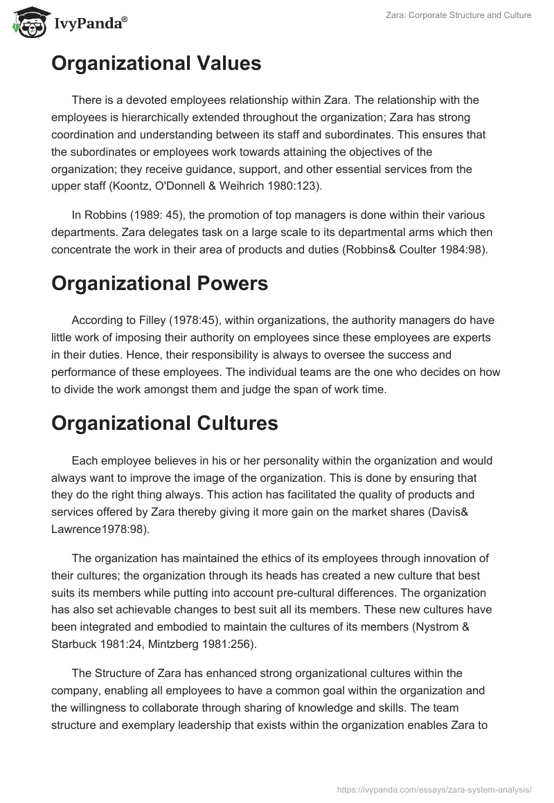Zara: Corporate Structure and Culture. Page 2