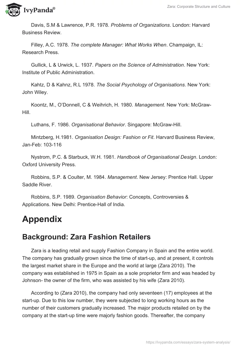 Zara: Corporate Structure and Culture. Page 4