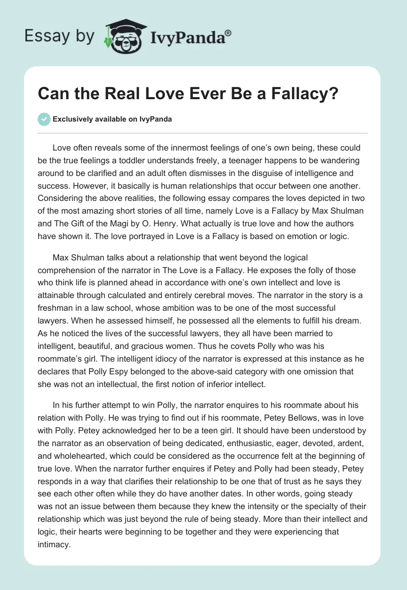 Can the Real Love Ever Be a Fallacy?. Page 1