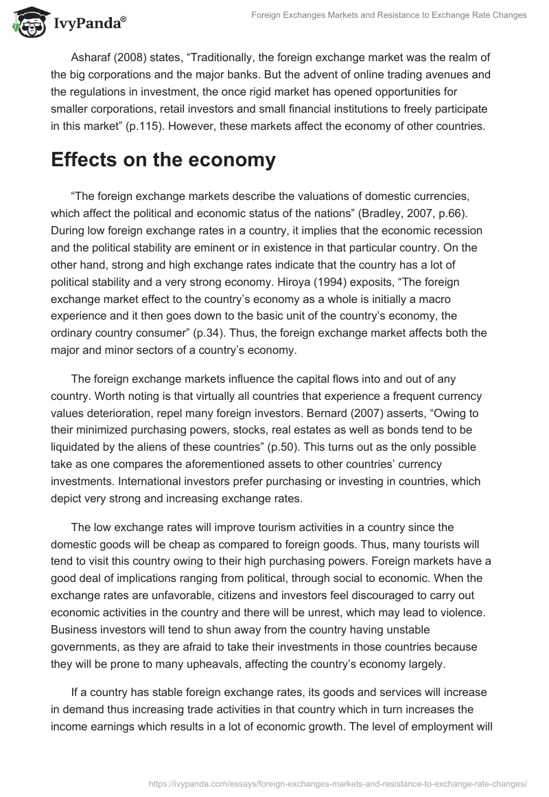 Foreign Exchanges Markets and Resistance to Exchange Rate Changes. Page 2