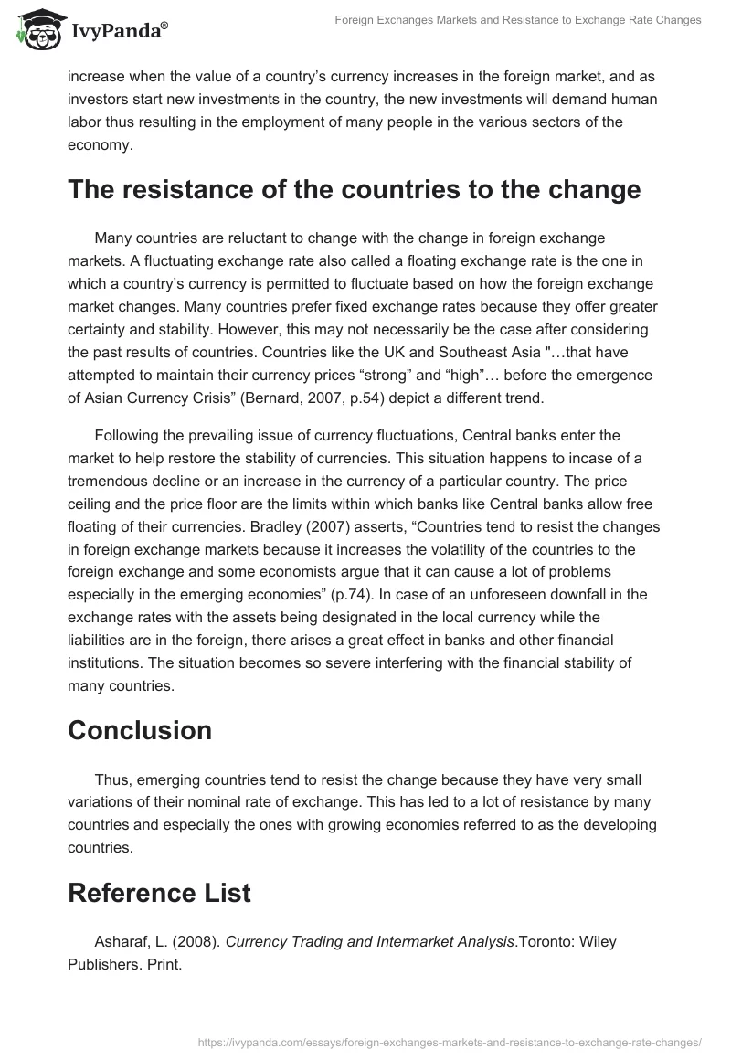 Foreign Exchanges Markets and Resistance to Exchange Rate Changes. Page 3