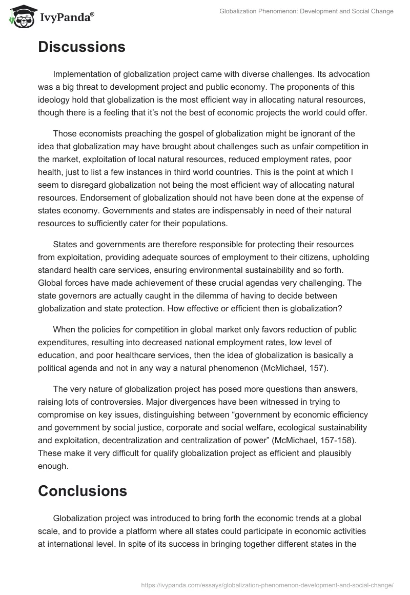 Globalization Phenomenon: Development and Social Change. Page 4