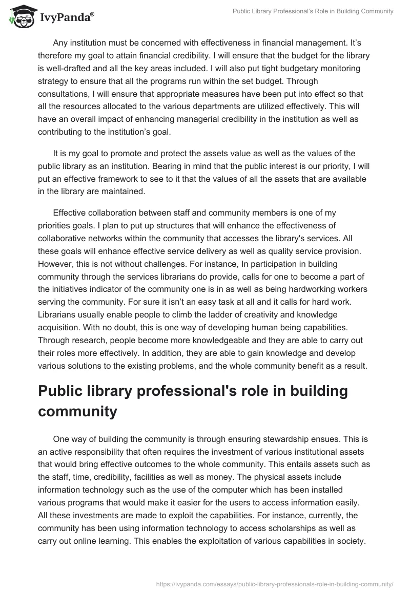 Public Library Professional’s Role in Building Community. Page 2