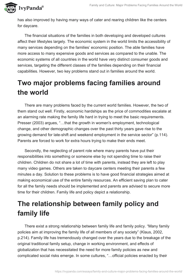 Family and Culture: Major Problems Facing Families Around the World. Page 3