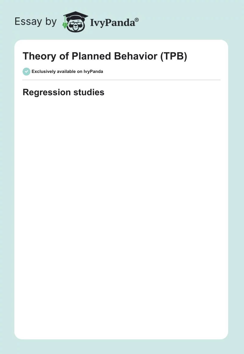Theory of Planned Behavior (TPB). Page 1