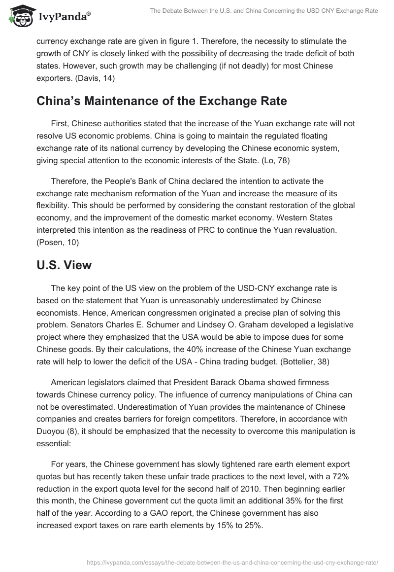 The Debate Between the U.S. and China Concerning the USD CNY Exchange Rate. Page 2
