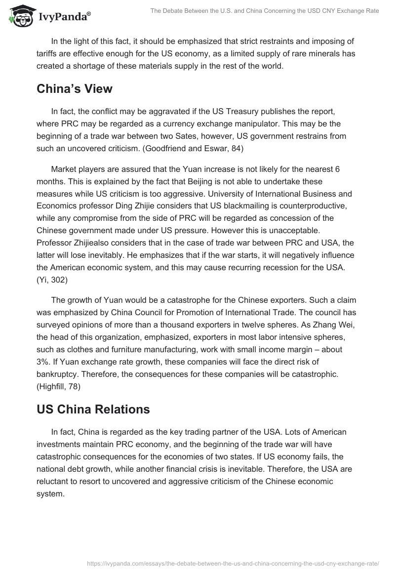 The Debate Between the U.S. and China Concerning the USD CNY Exchange Rate. Page 3