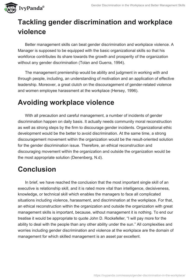 Gender Discrimination in the Workplace and Better Management Skills. Page 2