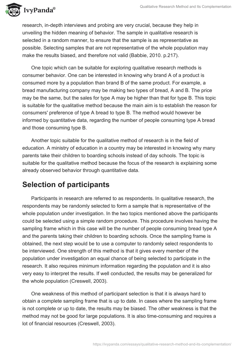 Qualitative Research Method and Its Complementation. Page 2