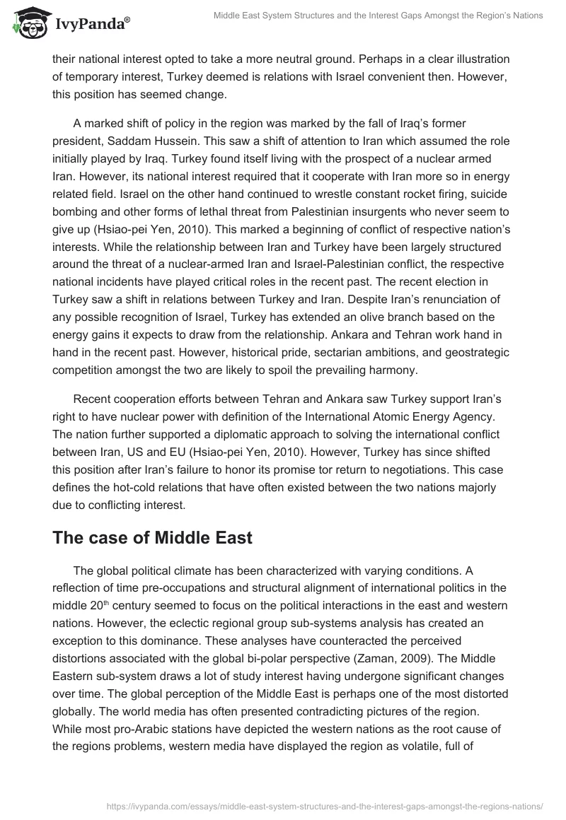 Middle East System Structures and the Interest Gaps Amongst the Region’s Nations. Page 5