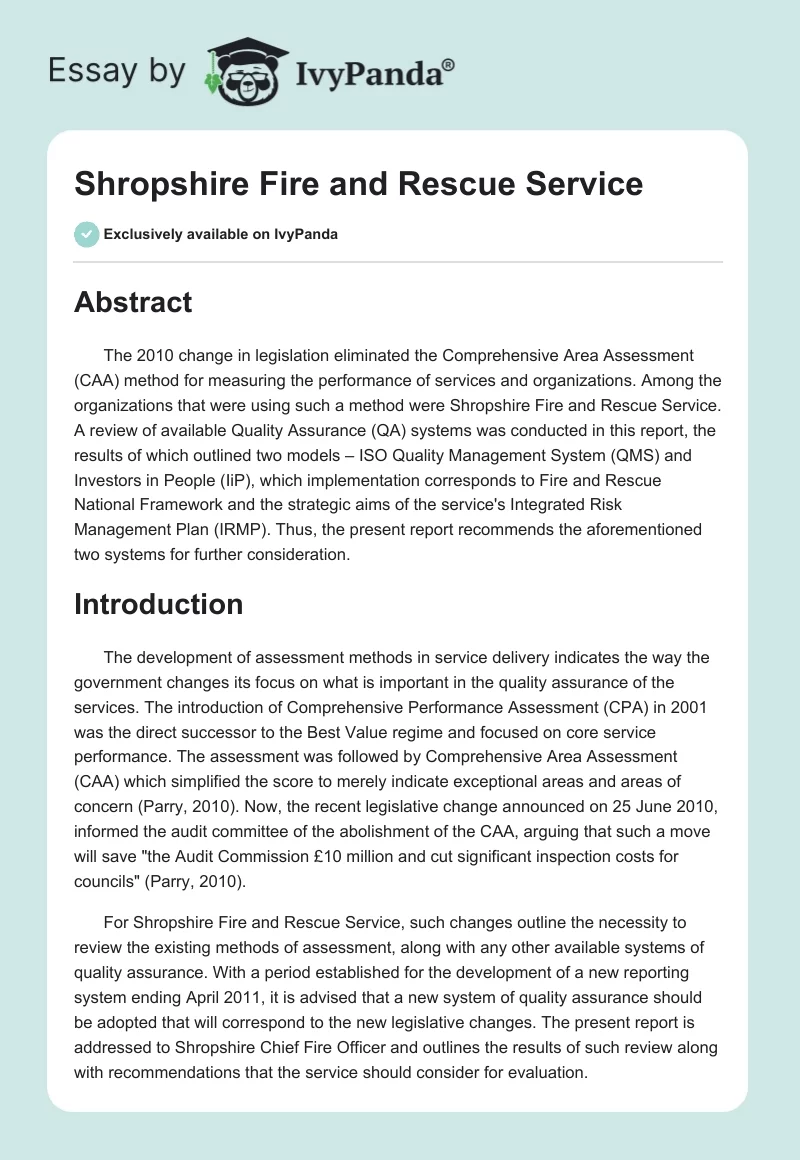 Shropshire Fire and Rescue Service. Page 1