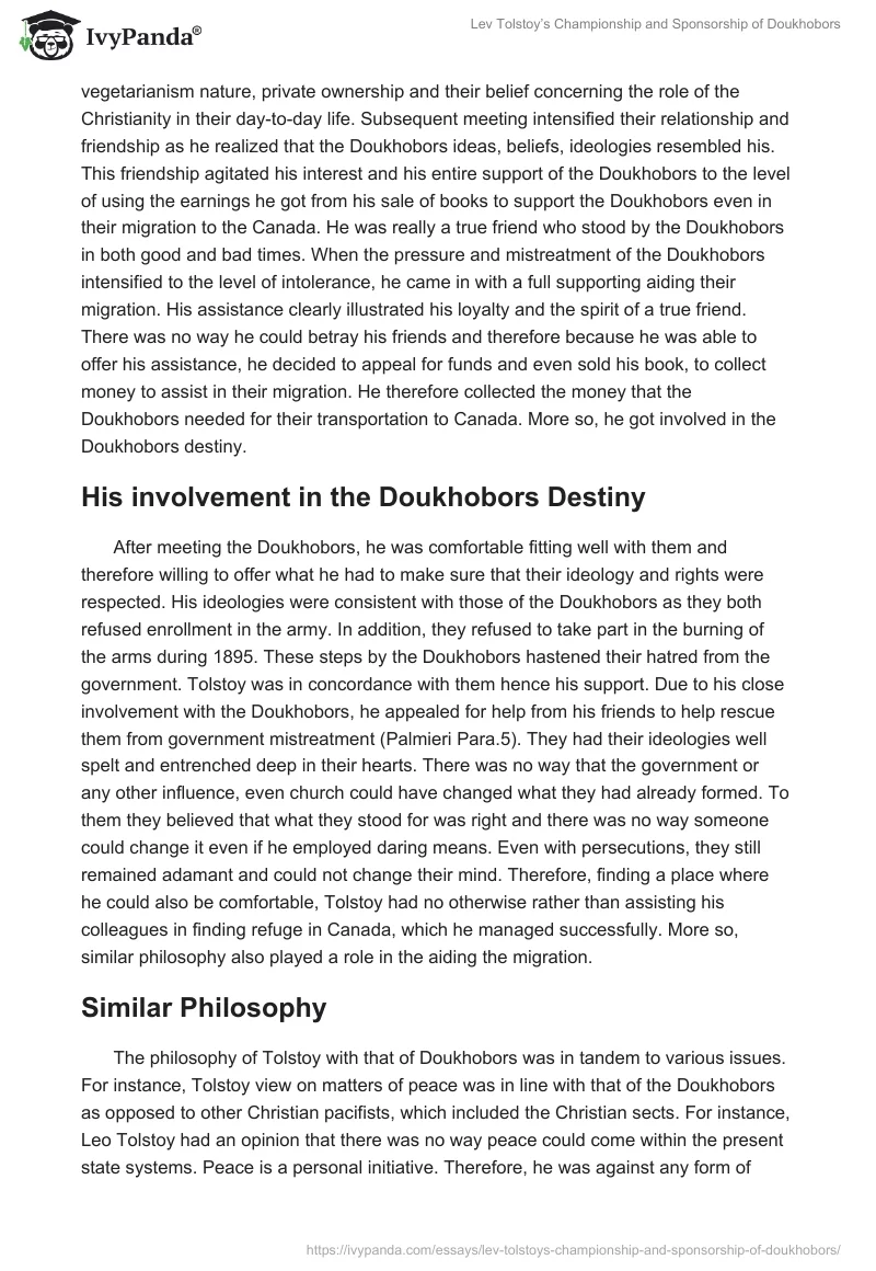 Lev Tolstoy’s Championship and Sponsorship of Doukhobors. Page 3