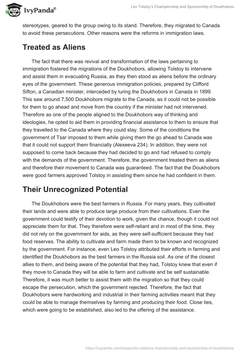 Lev Tolstoy’s Championship and Sponsorship of Doukhobors. Page 5